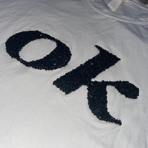 H&M beaded ok slogan top L - Picture 2 of 4